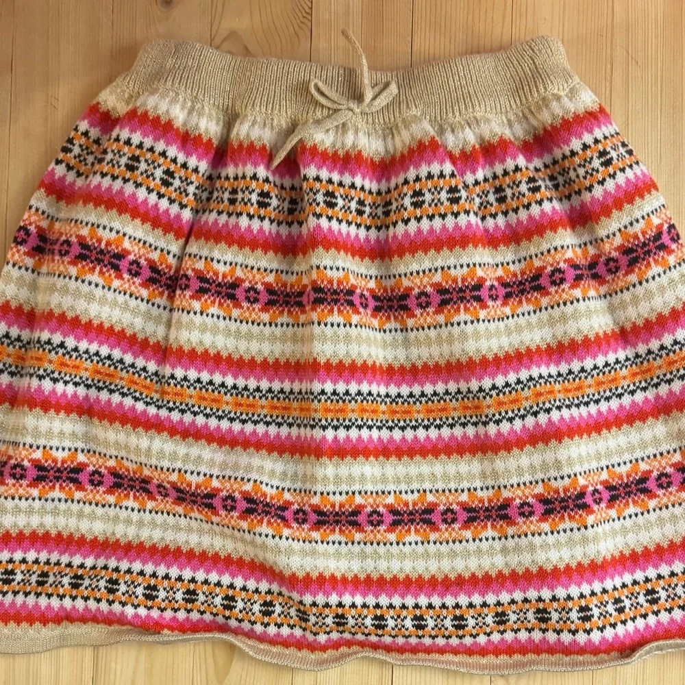 OshKosh B’gosh Girls Fair Isle Knit Sweater Skirt Pink Orange Size 5T Cozy